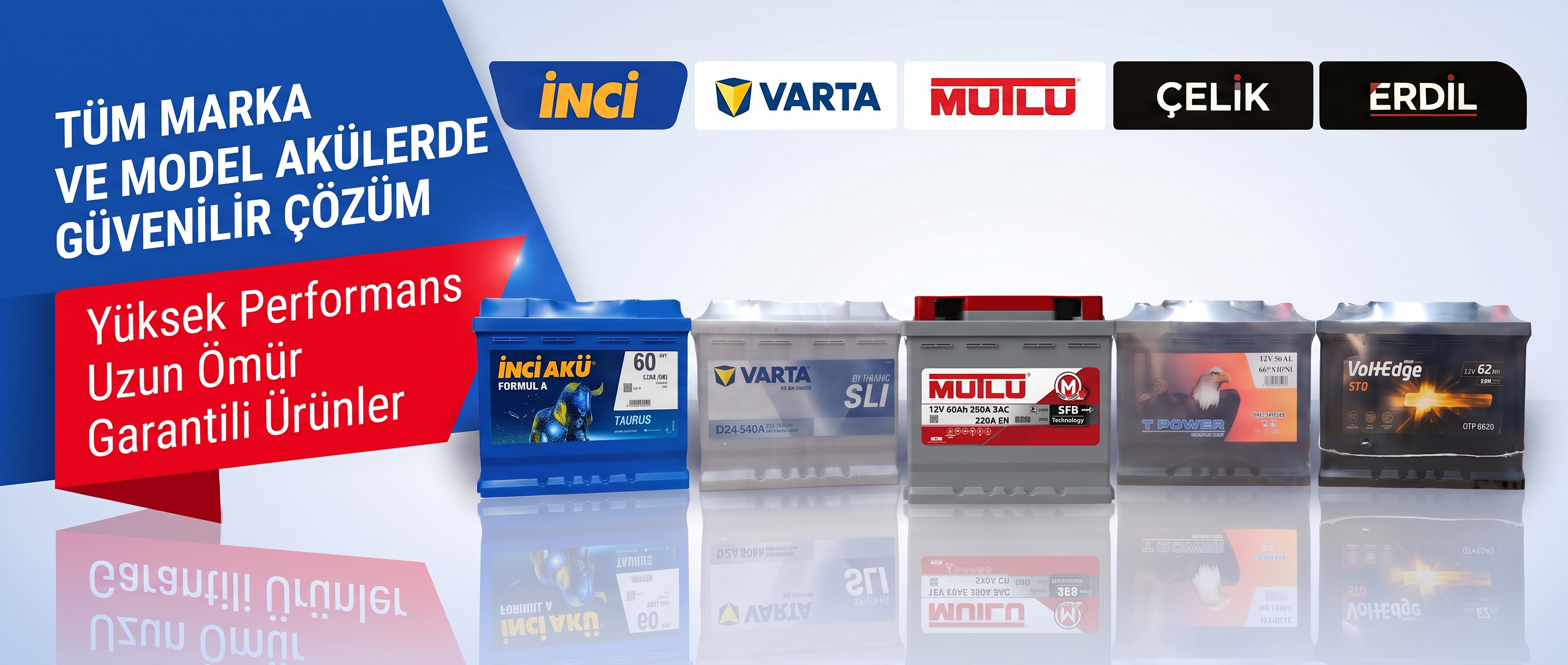 Tüm Marka ve Model Akülerde Güvenilir Çözüm - İnci, Varta, Mutlu, Çelik, Erdil Akü